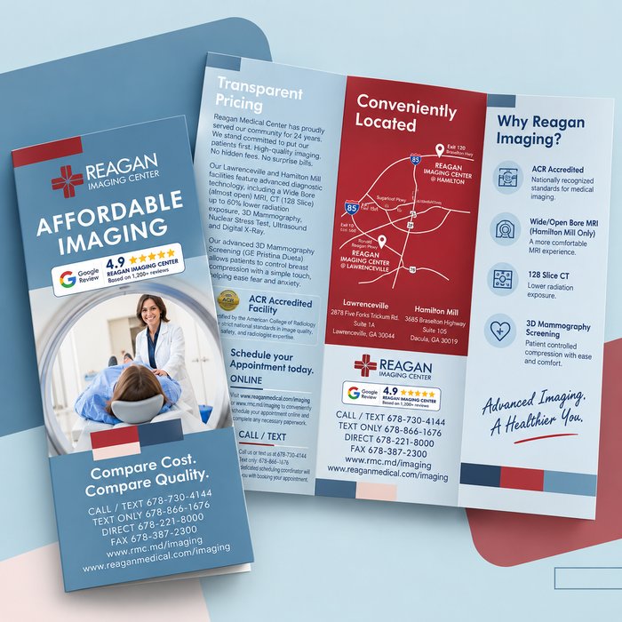 Healthcare marketing and imaging brochure for Reagan Medical Center